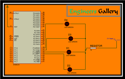 interface 8051 with LED